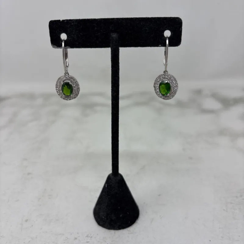 925 WOMEN'S EARRINGS green clear silver made by The Comeback