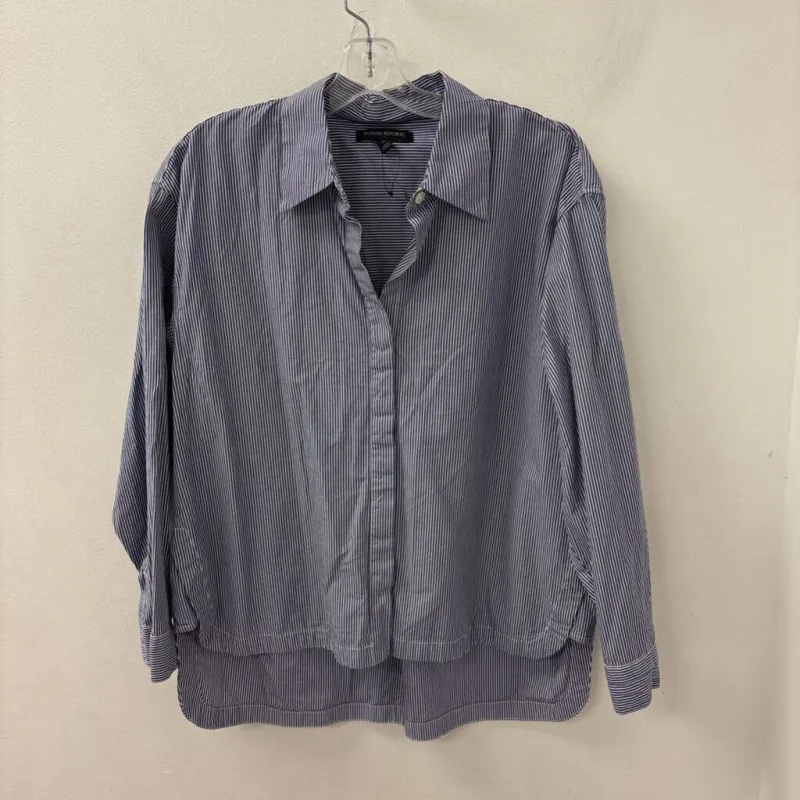 Banana Republic WOMEN'S BLOUSE/SHIRT navy white stripe M made by Banana Republic