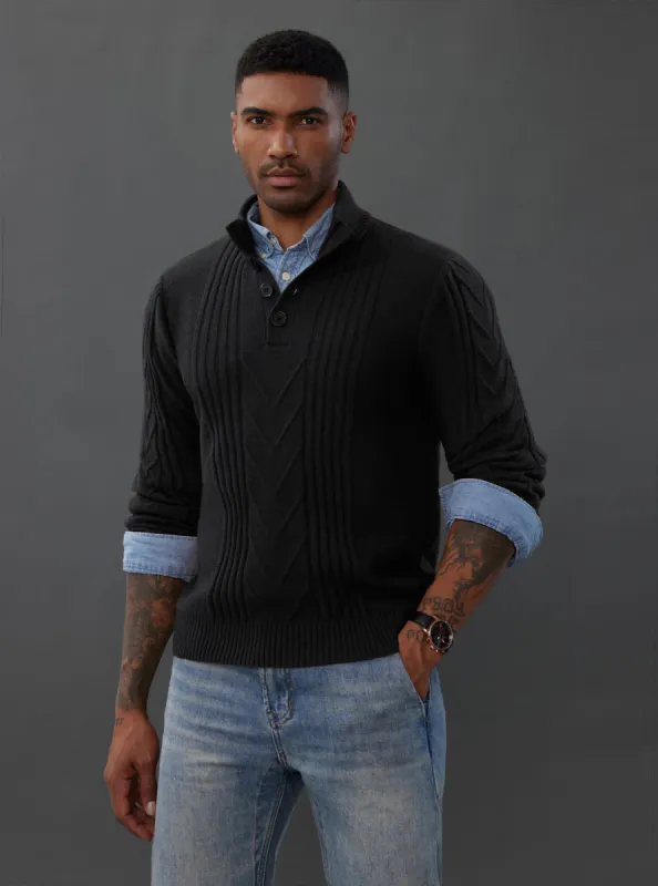 Men's Cable Knit Sweater Long Sleeve Casual Turtleneck Thermal Pullover Sweater sold by Paul Jones