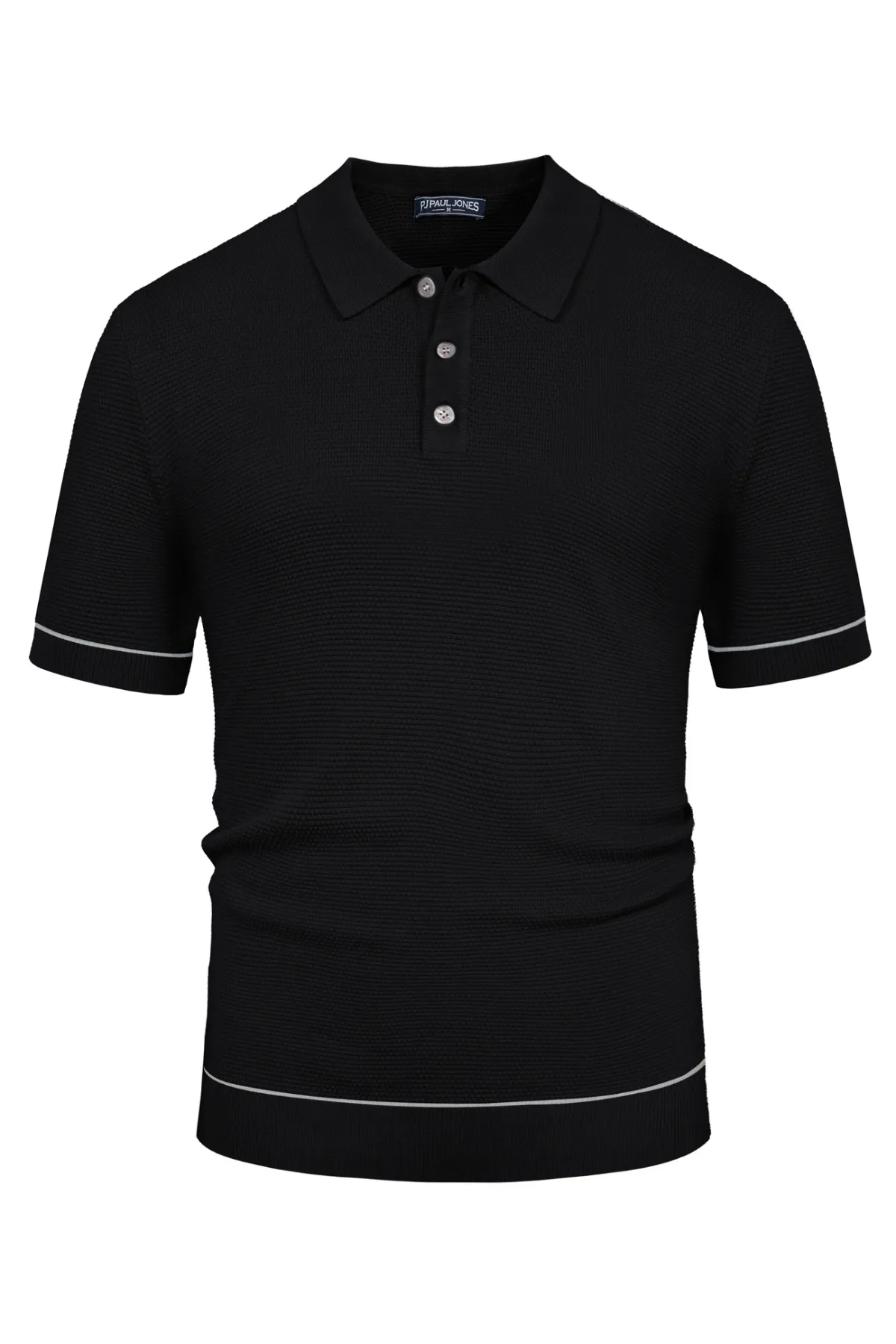 Paul Jones Mens Knitted Polo Shirts Short Sleeve Textured Pullover Golf Polo T Shirts sold by Paul Jones product image thumbnail 3