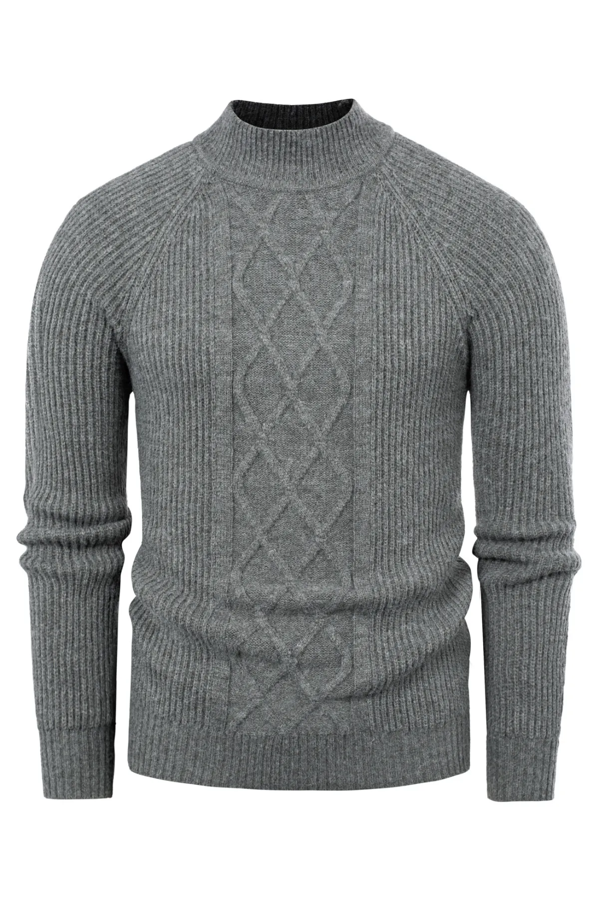 Men's Mock Neck Sweater Casual Cable Twisted Knitted Pullover Sweater sold by Paul Jones product image thumbnail 3