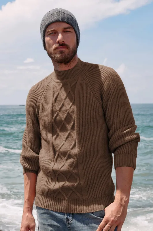 Men's Mock Neck Sweater Casual Cable Twisted Knitted Pullover Sweater sold by Paul Jones