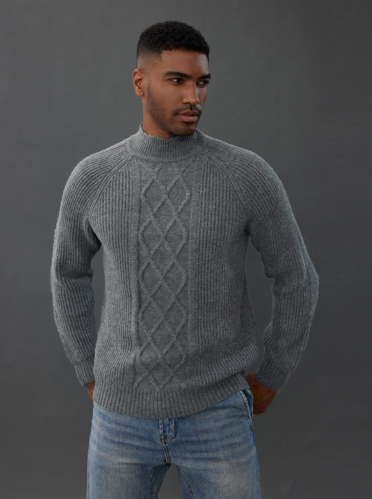 Men's Mock Neck Sweater Casual Cable Twisted Knitted Pullover Sweater sold by Paul Jones product image thumbnail 5