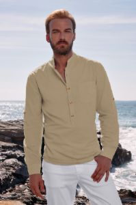 Men's Cotton Henley Shirts Long Sleeve Casual Lightweight Beach Cardigans T Shirts sold by Paul Jones