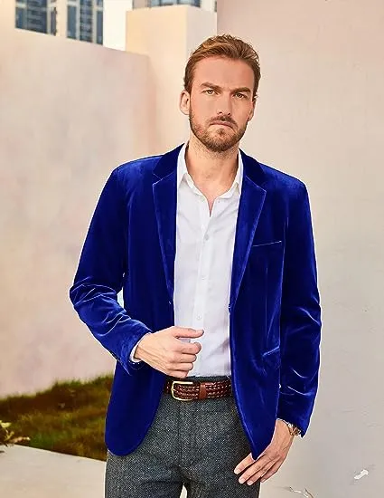 Men Velvet Party Blazer Stylish Notch Lapel Two Buttons Blazer Coat sold by Paul Jones product image thumbnail 2