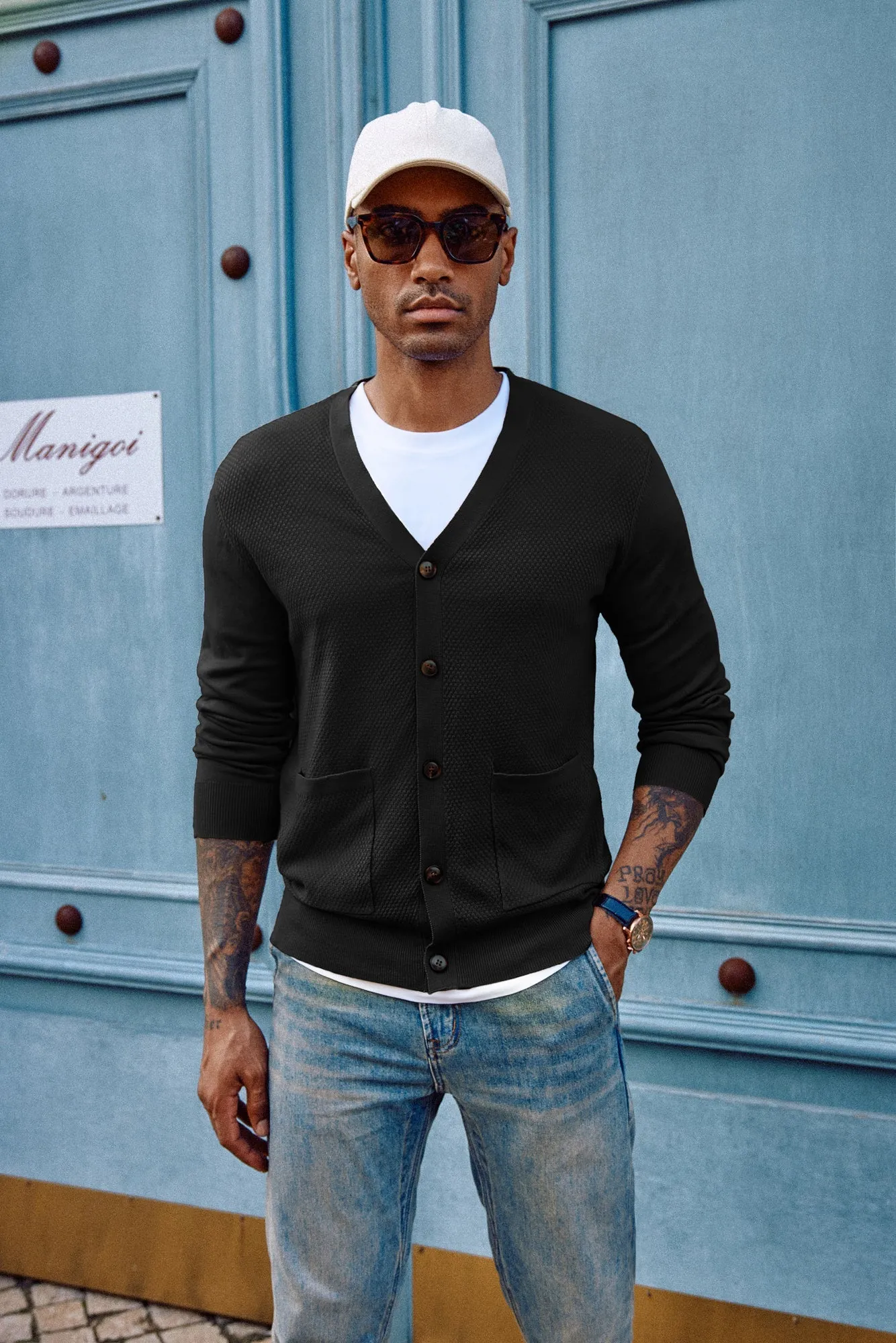 Men's Casual Cardigan Sweaters Long Sleeve Cardigans Button-up Knitted Sweater sold by Paul Jones product image thumbnail 5