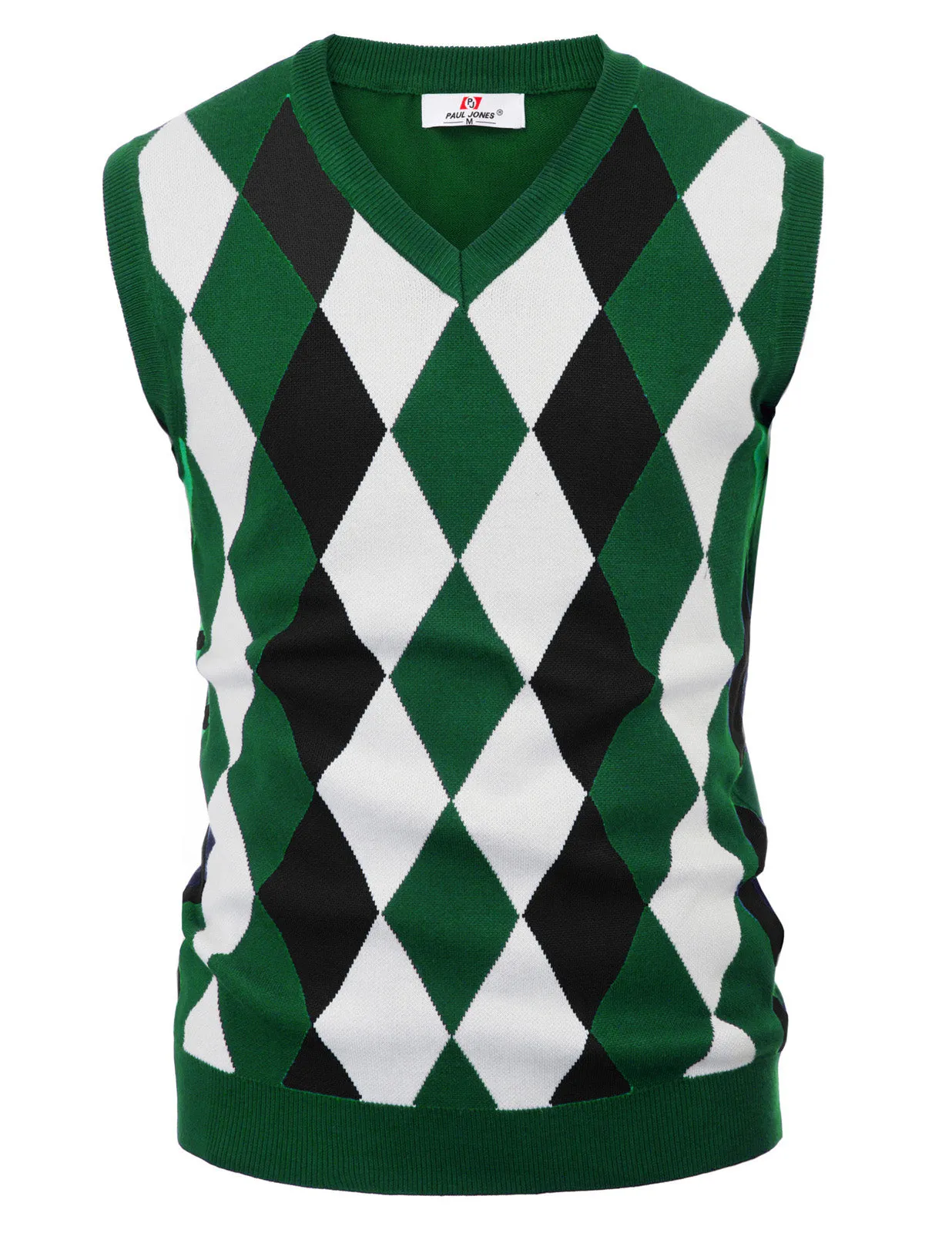 Pj Paul Jones Men Stylish Sleeveless V-Neck Contrast Color Pullover Knitting Vest Knitwear sold by Paul Jones product image thumbnail 4