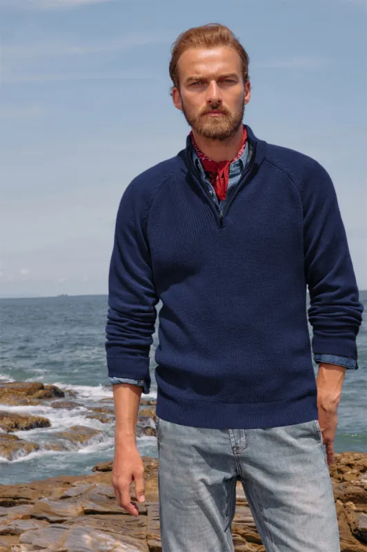 Paul Jones Men's Quarter Zip Sweater Casual Mock Neck Pullover Slim Fit Knit Polo Sweater sold by Paul Jones