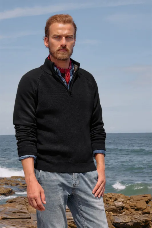 Men's Quarter Zip Sweater Casual Mock Neck Pullover Slim Fit Knit Polo Sweater sold by Paul Jones