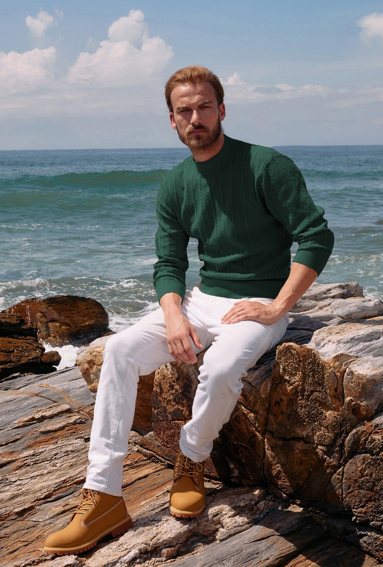 Men's Casual Cable Knitted Sweater Mock Turtleneck Pullover Sweaters sold by Paul Jones product image thumbnail 4