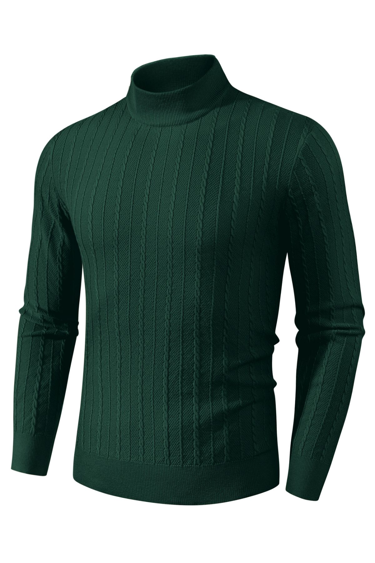 Men's Casual Cable Knitted Sweater Mock Turtleneck Pullover Sweaters sold by Paul Jones product image thumbnail 3
