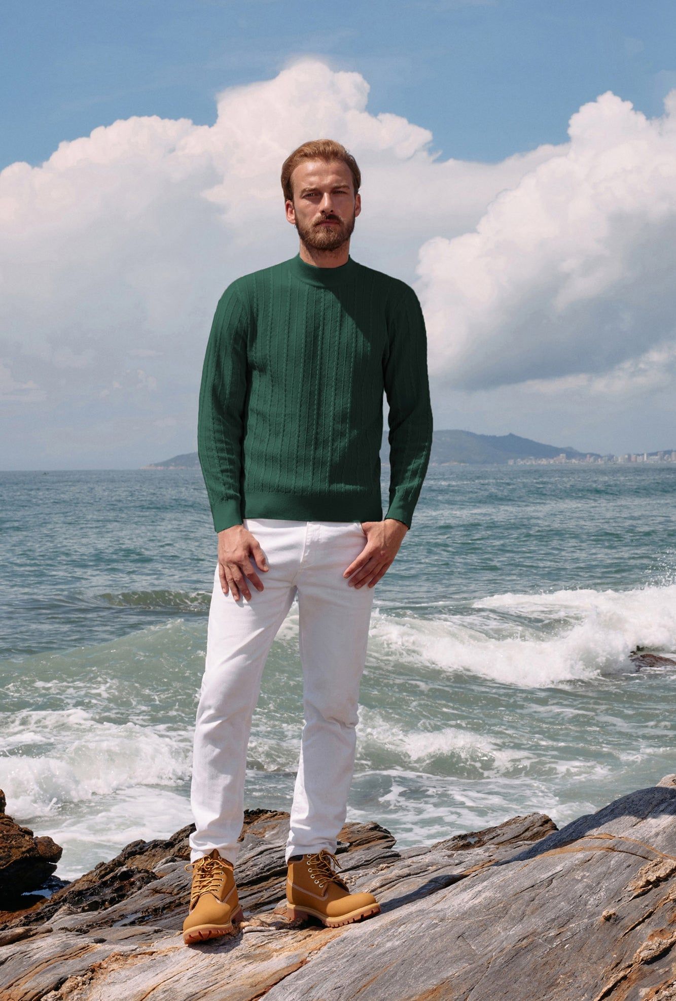 Men's Casual Cable Knitted Sweater Mock Turtleneck Pullover Sweaters sold by Paul Jones product image thumbnail 5