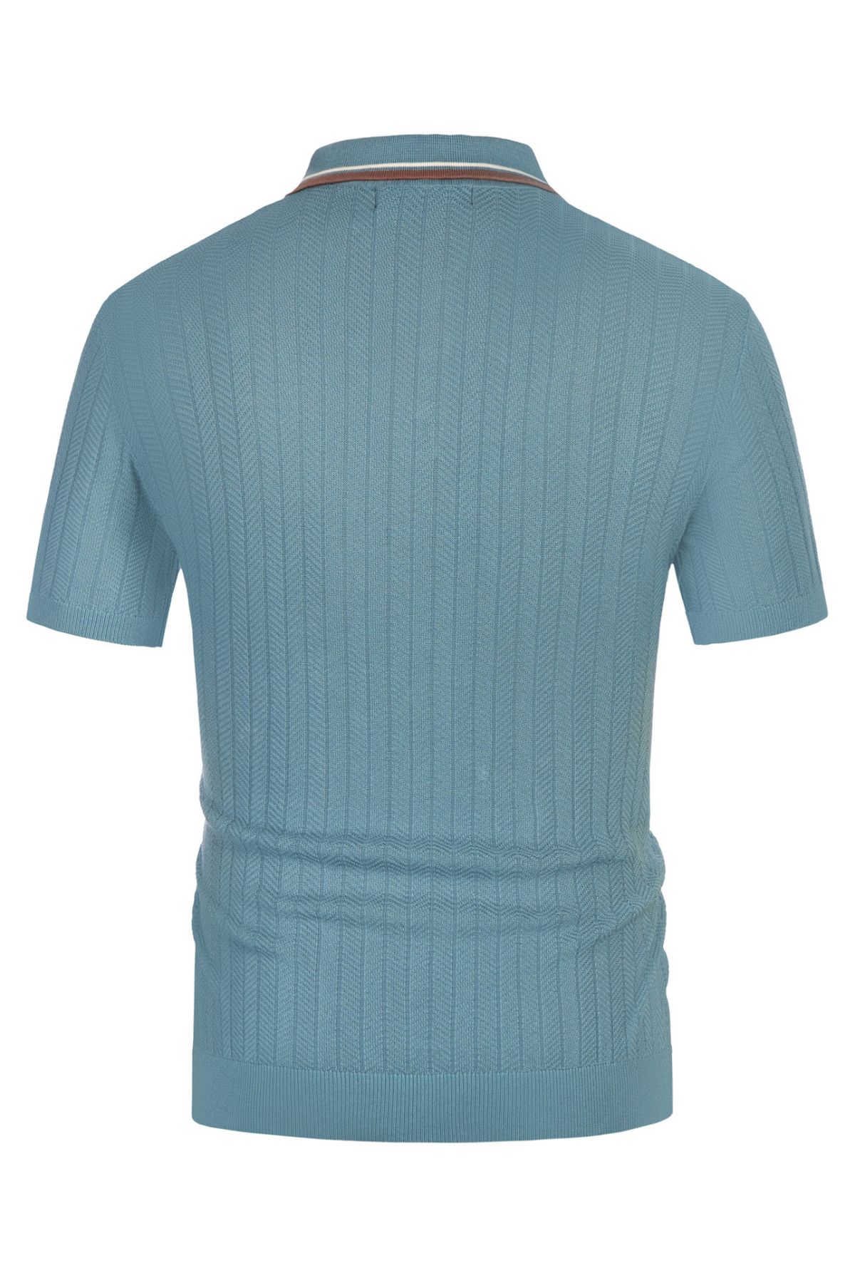 Mens Knit Polo Shirts Plaid Texture Golf Polo Lightweight Vintage Shirts Contrast Color Polo Top sold by Paul Jones product image thumbnail 4