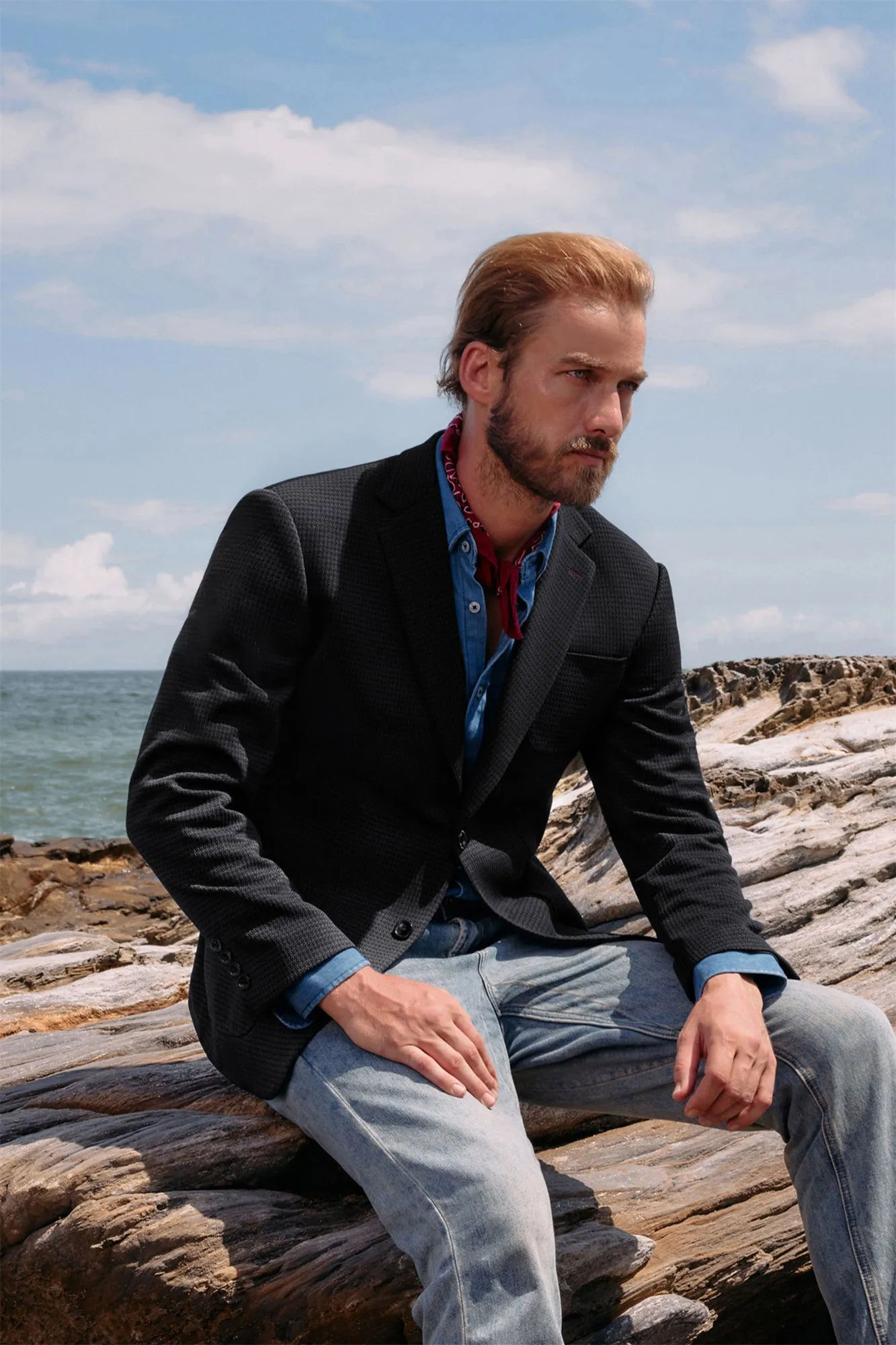 Mens Casual Knit Blazers Two Buttons Lightweight Business Sports Coats sold by Paul Jones product image thumbnail 2