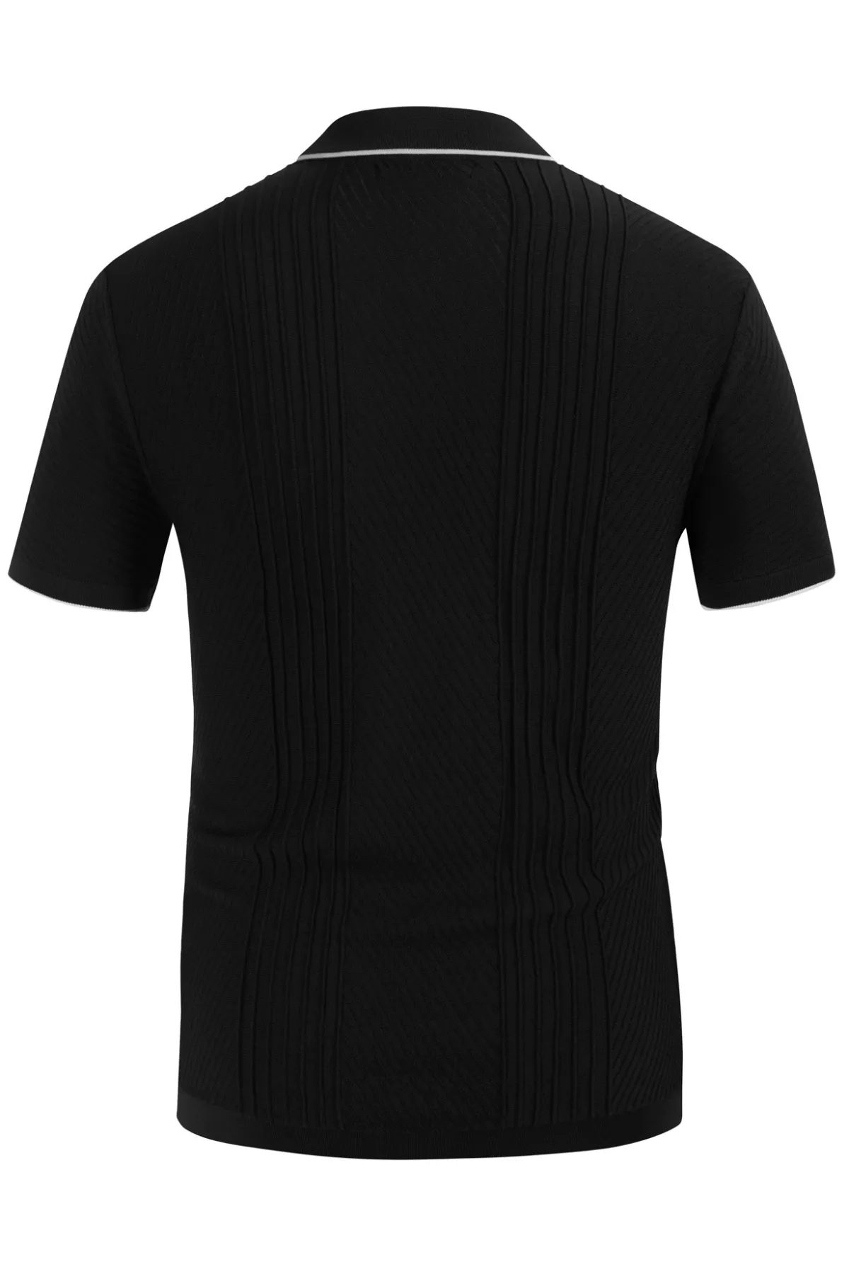 Men Textured Cardigan Sweater Short Sleeve Lapel Collar Button-up Knitwear sold by Paul Jones product image thumbnail 4