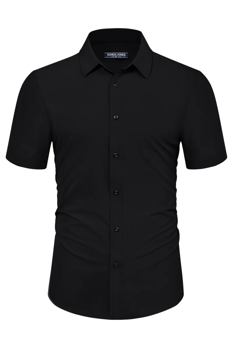 Paul Jones Men Stylish Basic Shirt Short Sleeve Classic Collar Button-up Shirt Tops sold by Paul Jones product image thumbnail 3