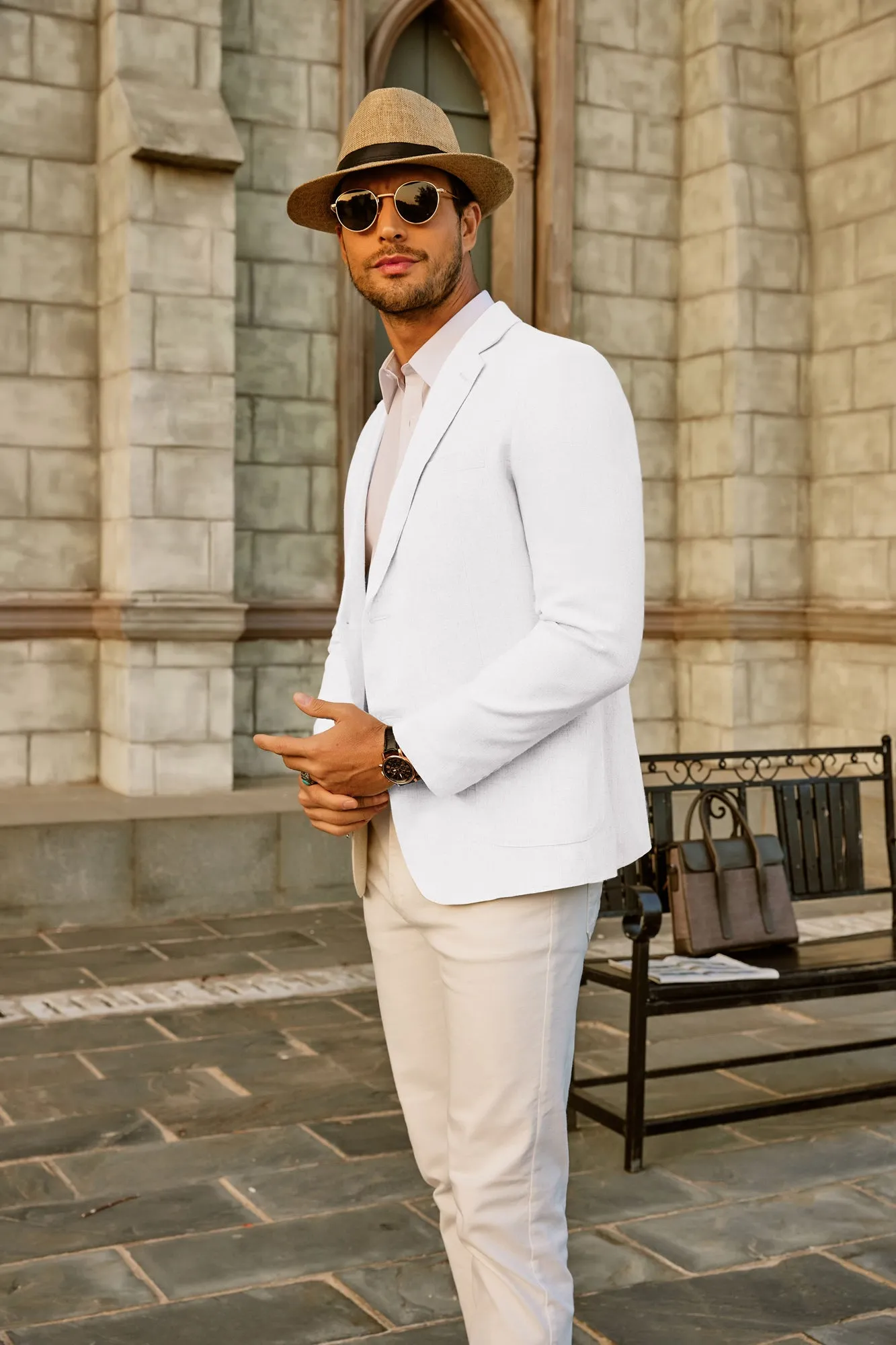 Men's Casual Slim Fit Linen Jacket Lightweight Two Buttons Blazer Sport Coat sold by Paul Jones product image thumbnail 2