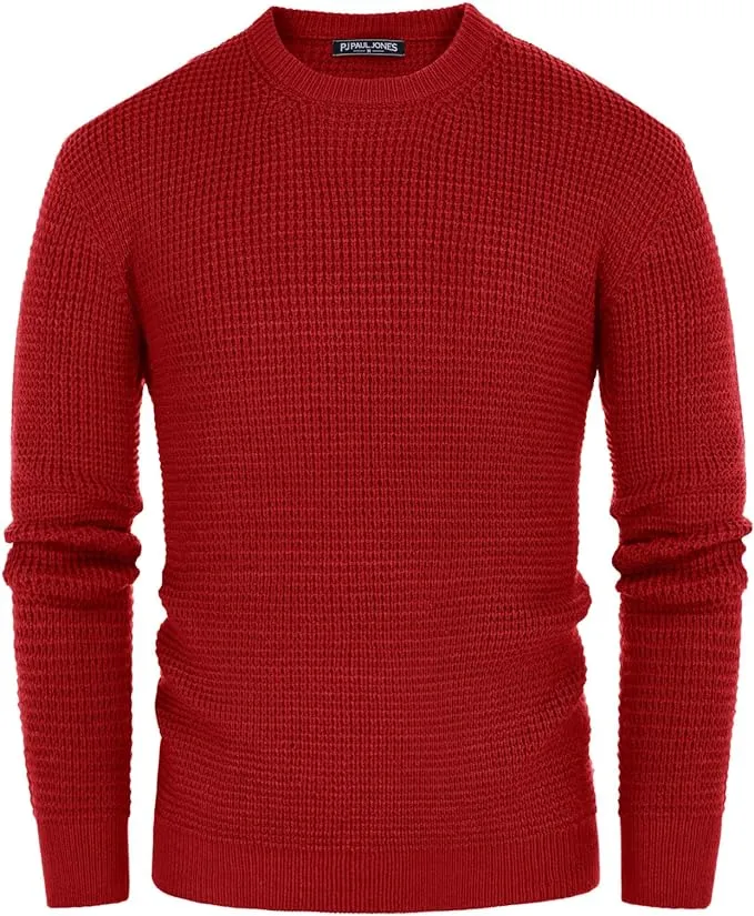 Mens Crewneck Pullover Sweater Waffle Textured Long Sleeve Knitted Sweaters sold by Paul Jones product image thumbnail 3