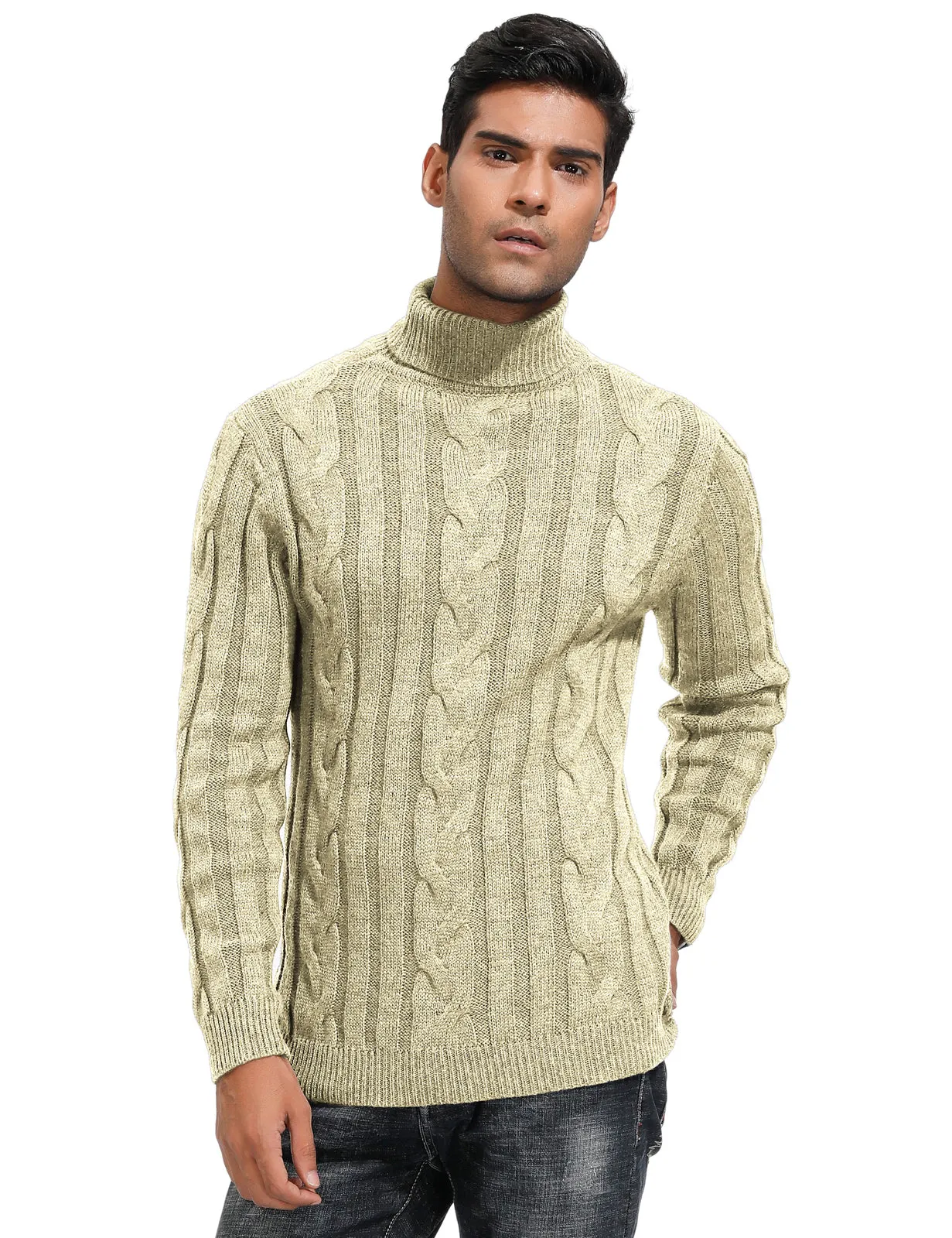 Men's Casual Turtleneck Sweaters Cable Knit Thermal Pullover Sweater sold by Paul Jones