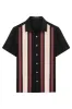 Men's Vintage Bowling Shirt Striped Button Down Short Sleeve Summer Hawaiian Shirt sold by Paul Jones