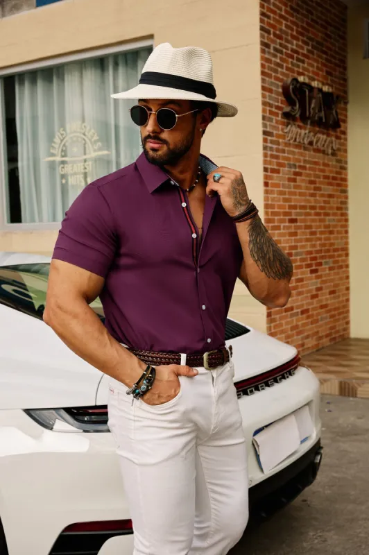 Men's Casual Dress Cardigans Shirts Wrinkle-Free Short Sleeve Business Button Down Bamboo Oxford Shirts sold by Paul Jones
