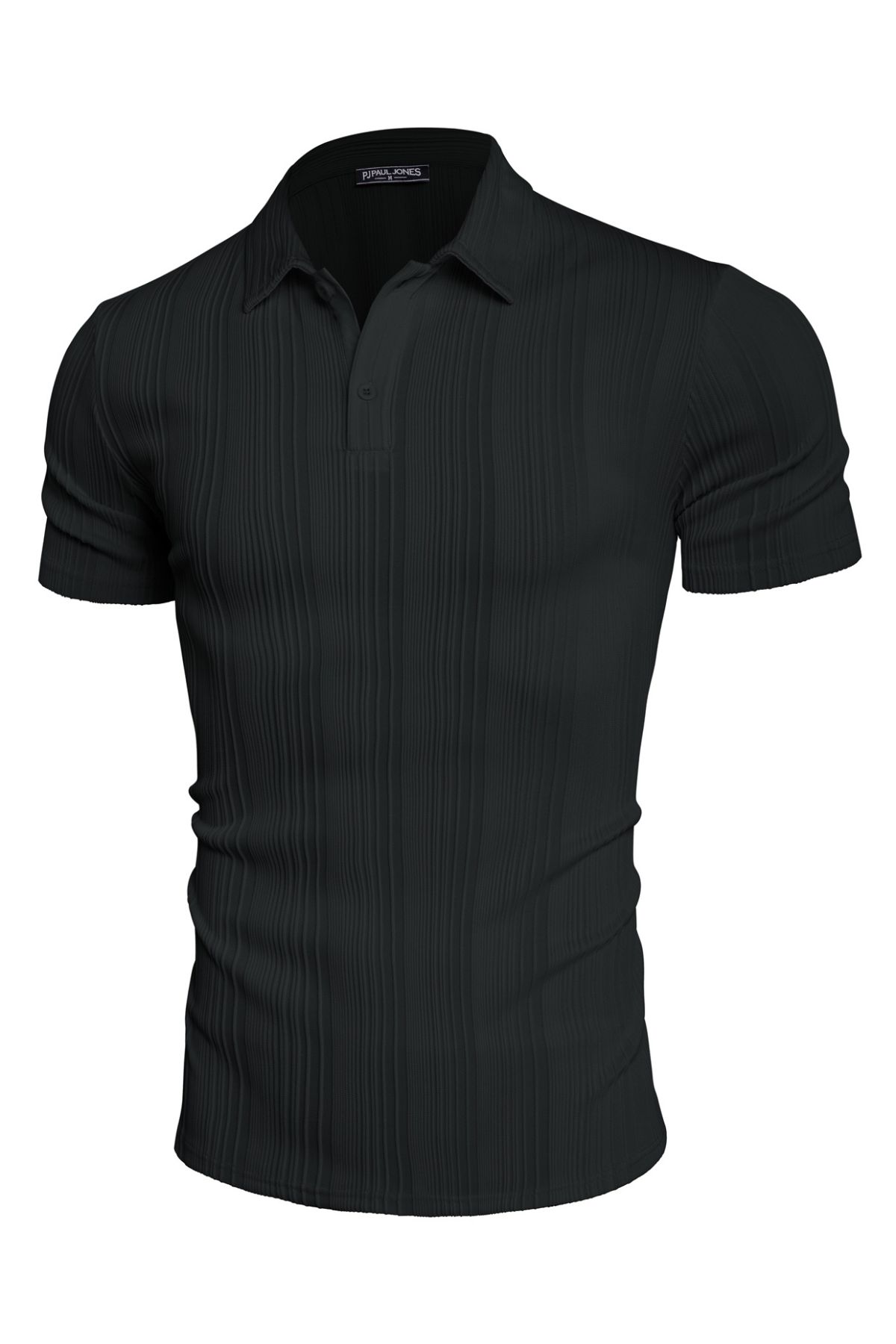 Men Textured Polo-Shirt Short Sleeve Lapel Collar Button-up Neck Tops sold by Paul Jones product image thumbnail 3