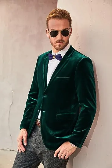 Pj Paul Jones Men Velvet Party Blazer Stylish Notch Lapel Two Buttons Blazer Coat sold by Paul Jones product image thumbnail 5