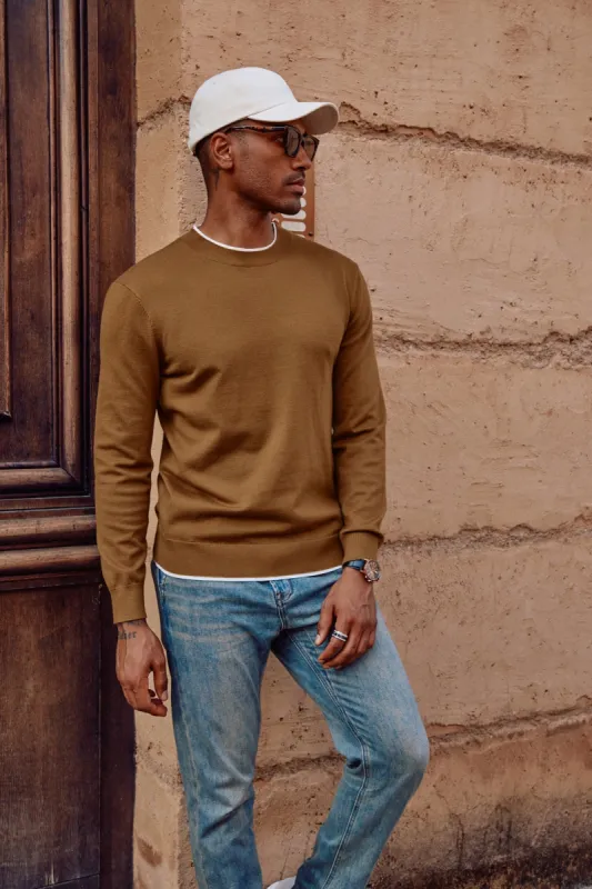 Men Contrast Color Sweater Long Sleeve Crew Neck Pullover Casual Jumper sold by Paul Jones