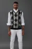 Men's Argyle Sweater Vest Knitted Casual V-Neck Pullover Vest sold by Paul Jones