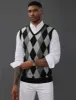 Men's Argyle Sweater Vest Knitted Casual V-Neck Pullover Vest sold by Paul Jones