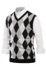 Men's Argyle Sweater Vest Knitted Casual V-Neck Pullover Vest sold by Paul Jones