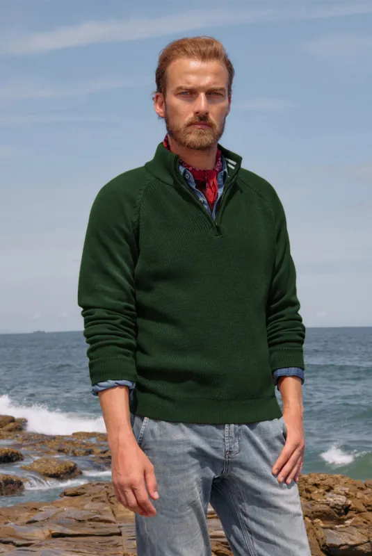 Men's Quarter Zip Sweater Casual Mock Neck Pullover Slim Fit Knit Polo Sweater sold by Paul Jones