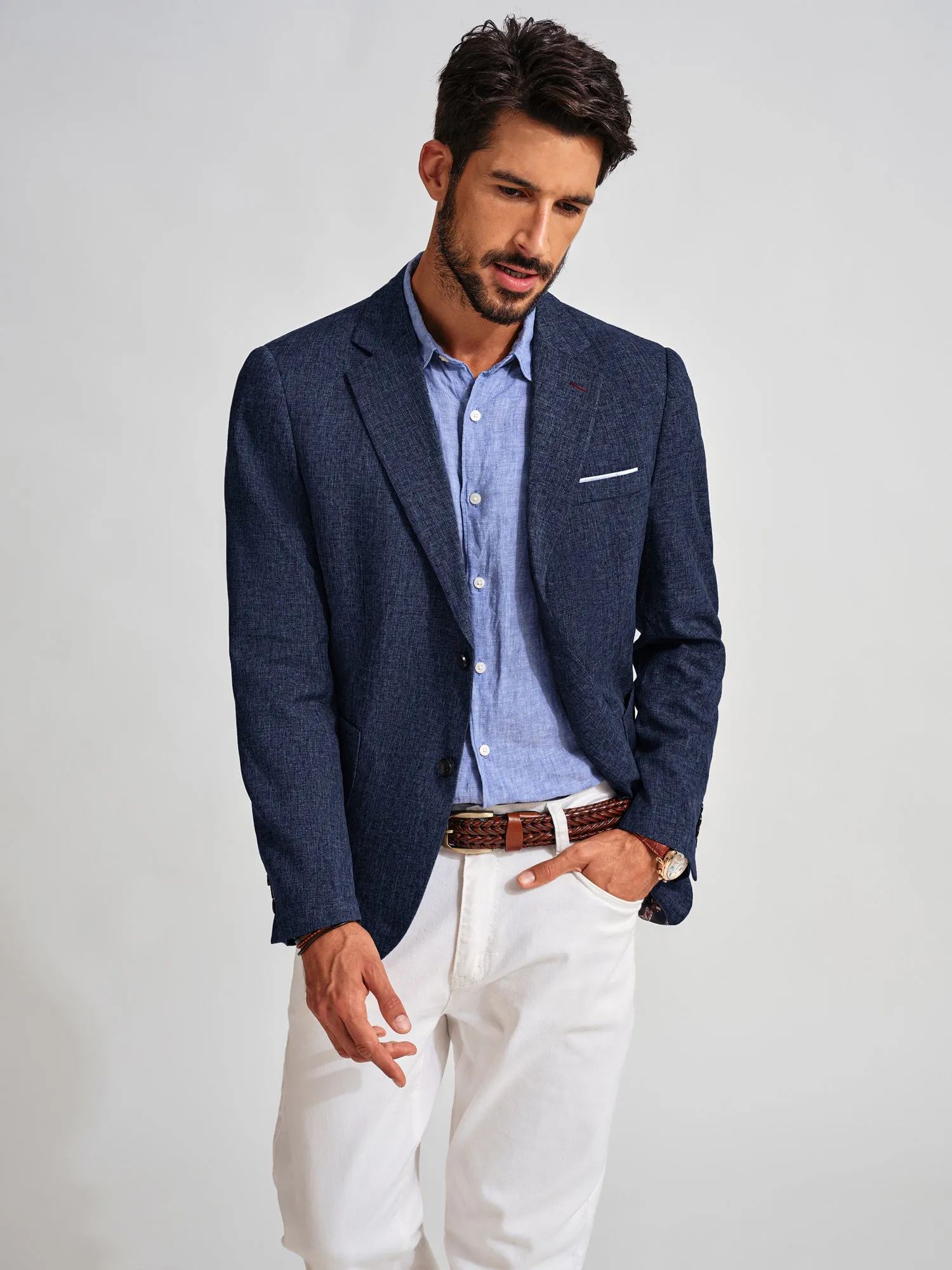 Men Basic Blazer Coat Casual Notch Lapel Two-Button Suit Coat sold by Paul Jones