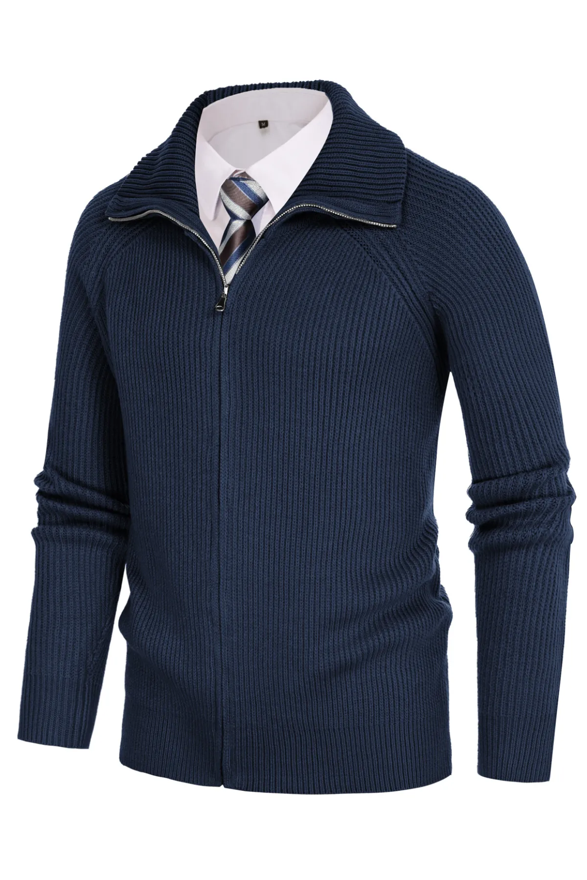 Full Zip Cardigan Sweaters Unisex Lapel Collar Raglan Sleeve Casual Ribbed Sweaters sold by Paul Jones product image thumbnail 4