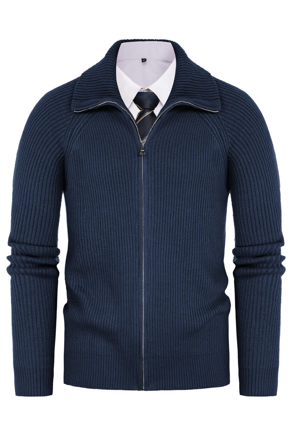 Full Zip Cardigan Sweaters Unisex Lapel Collar Raglan Sleeve Casual Ribbed Sweaters sold by Paul Jones product image thumbnail 3
