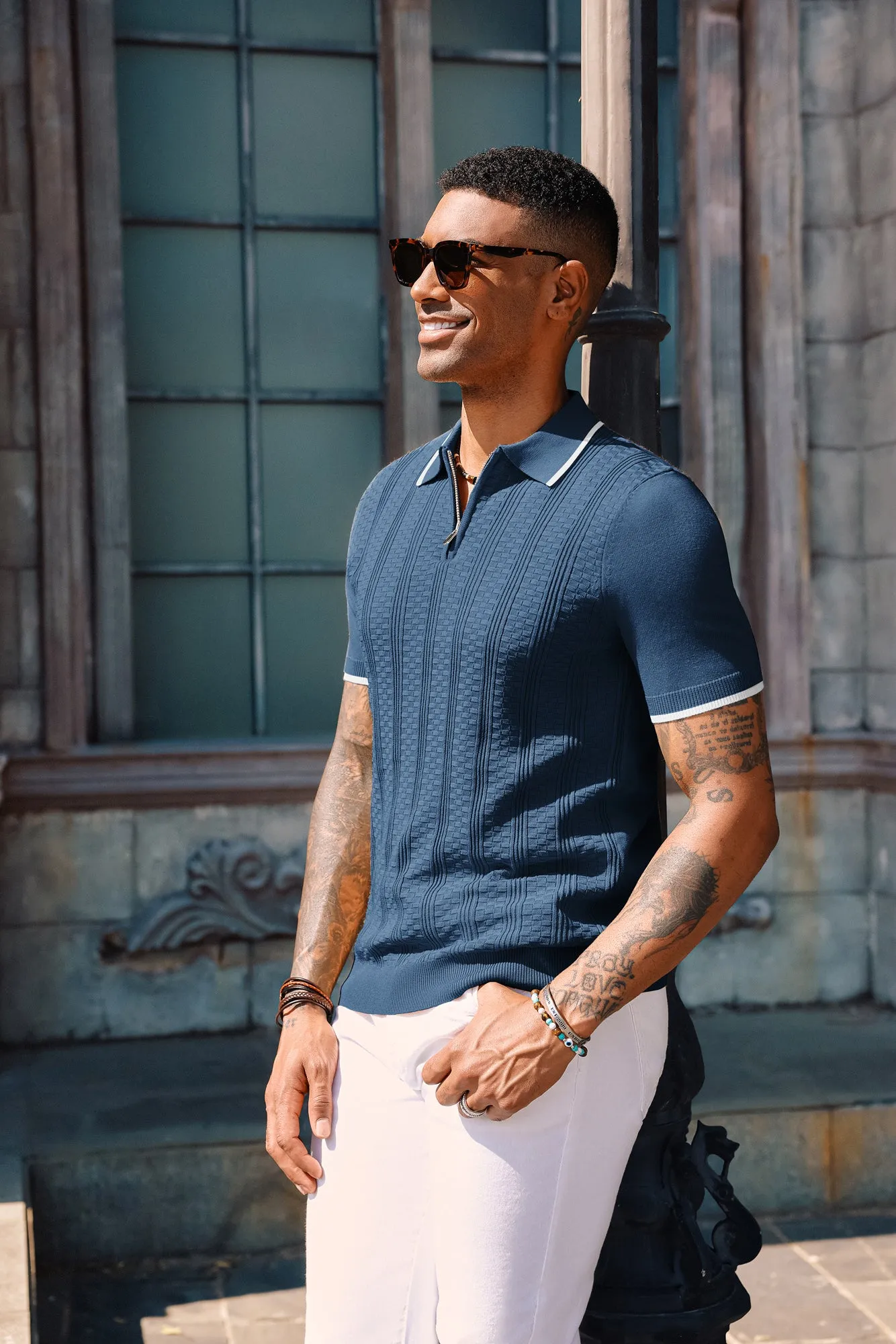 Mens Vintage Polo Shirts Texture Pattern Knit Golf Polo Shirts sold by Paul Jones product image thumbnail 2