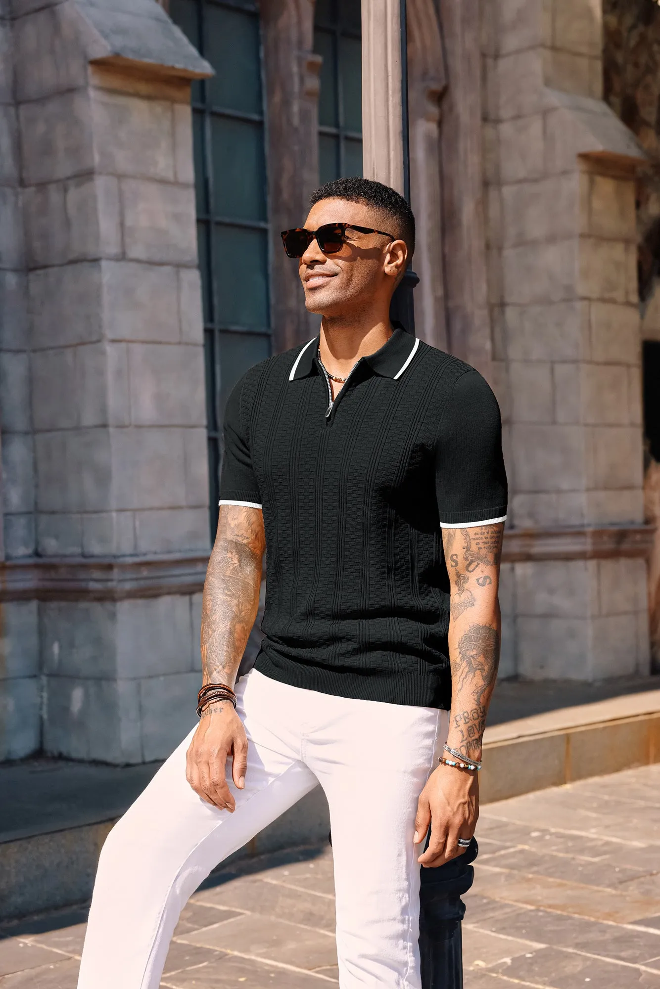 Mens Vintage Polo Shirts Texture Pattern Knit Golf Polo Shirts sold by Paul Jones product image thumbnail 5