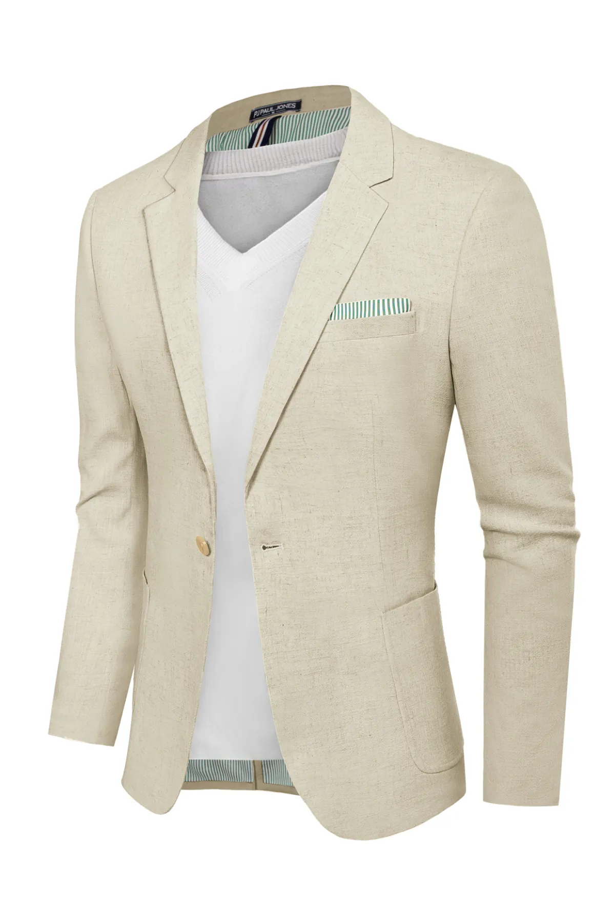 PJ Men's Casual Slim Fit Linen Jacket Lightweight Two Buttons Blazer Sporty Slim Fit Leisure Blazer sold by Paul Jones product image thumbnail 4