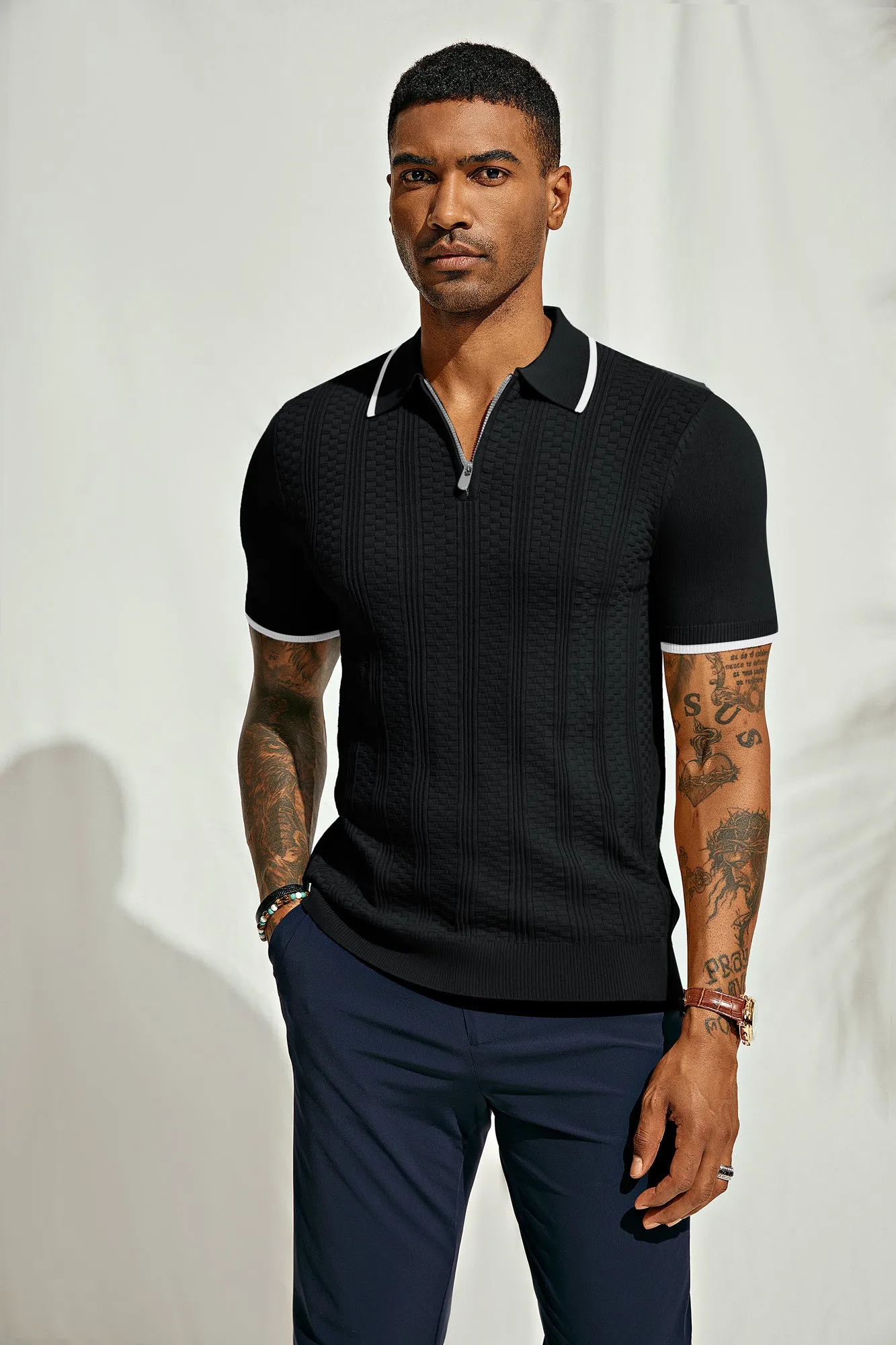 Mens Vintage Polo Shirts Texture Pattern Knit Golf Polo Shirts sold by Paul Jones product image thumbnail 4