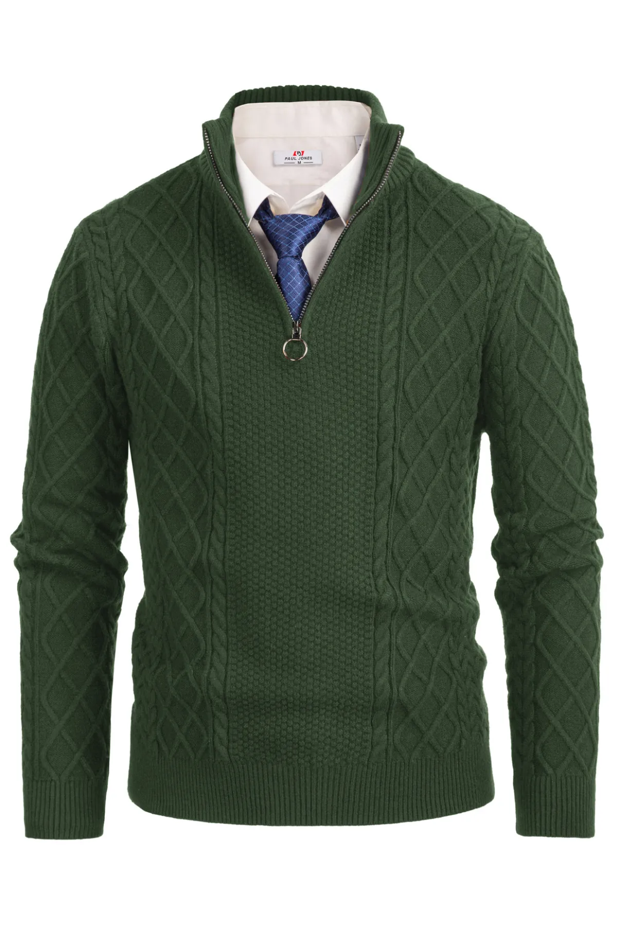 Mens Casual Quarter-Zip Sweaters Cable Knit Thermal Pullover sold by Paul Jones product image thumbnail 3