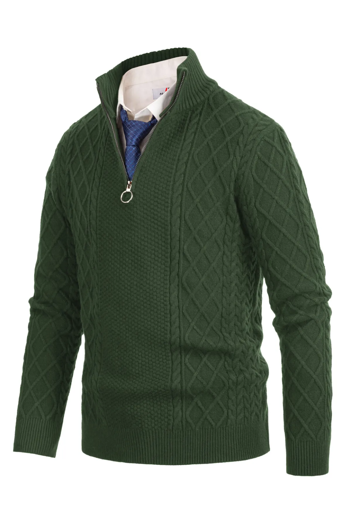 Mens Casual Quarter-Zip Sweaters Cable Knit Thermal Pullover sold by Paul Jones product image thumbnail 4