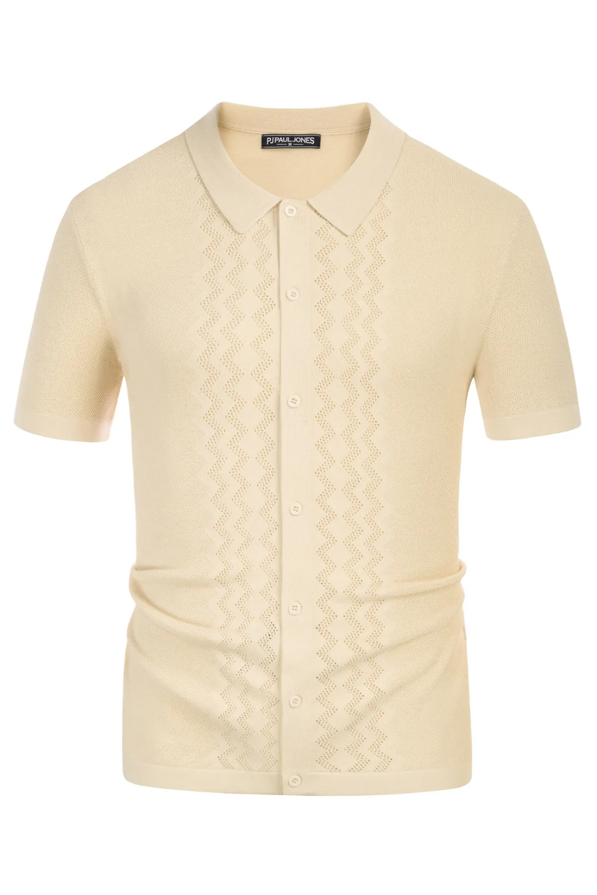 Men's Polo Shirts Breathable Knit Cardigans Shirts Vintage Knitted Shirt Short Sleeve Hollowed Out Casual Clothing sold by Paul Jones product image thumbnail 3