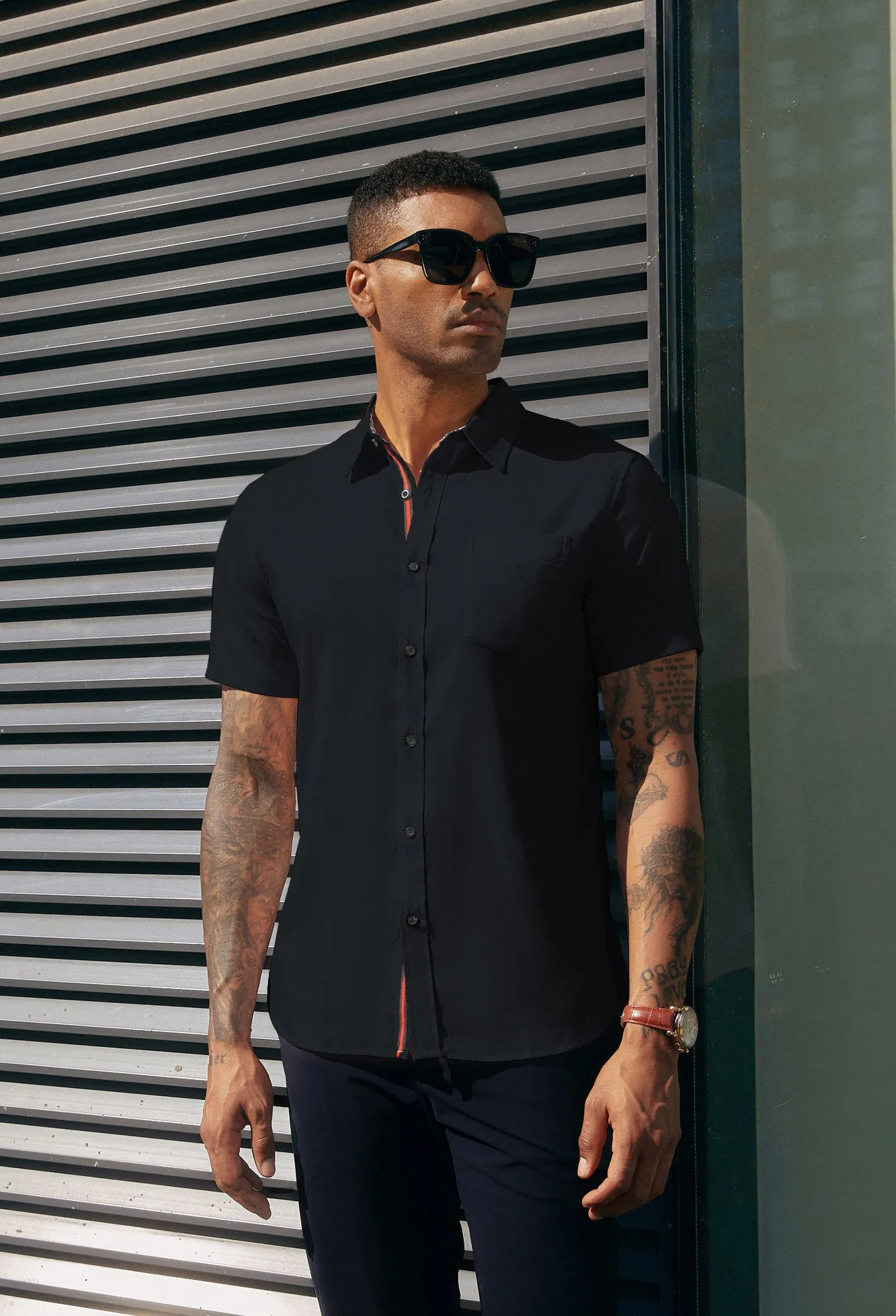 Men Basic Shirt Casual Short Sleeve Classic Collar Button-up Tops sold by Paul Jones product image thumbnail 4