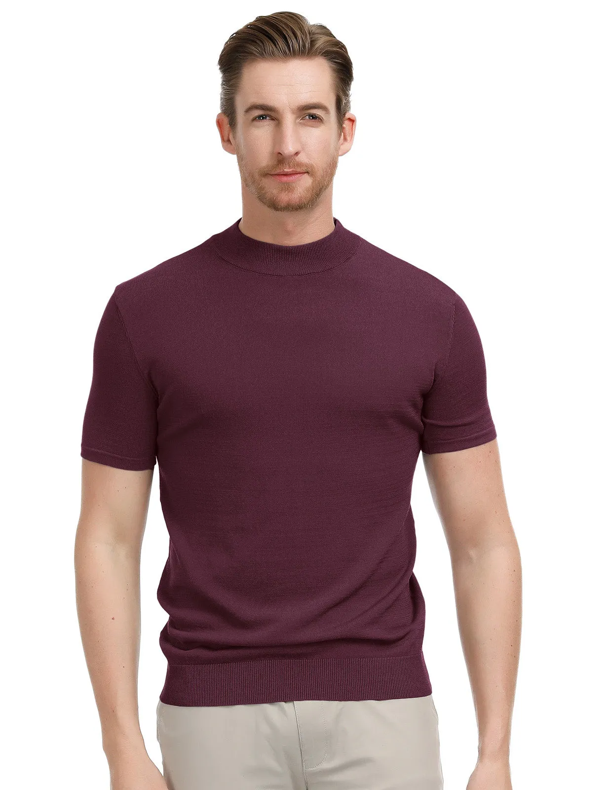 Mens Mock Turtleneck Knit Pullover Sweater Short Sleeve Solid Knitwear Sweaters sold by Paul Jones product image thumbnail 2