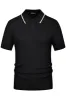 Men Stylish Lapel Collar Knitted Polo-Shirt Short Sleeve Zip-up Neck Knitwear sold by Paul Jones