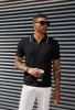 Men Stylish Lapel Collar Knitted Polo-Shirt Short Sleeve Zip-up Neck Knitwear sold by Paul Jones
