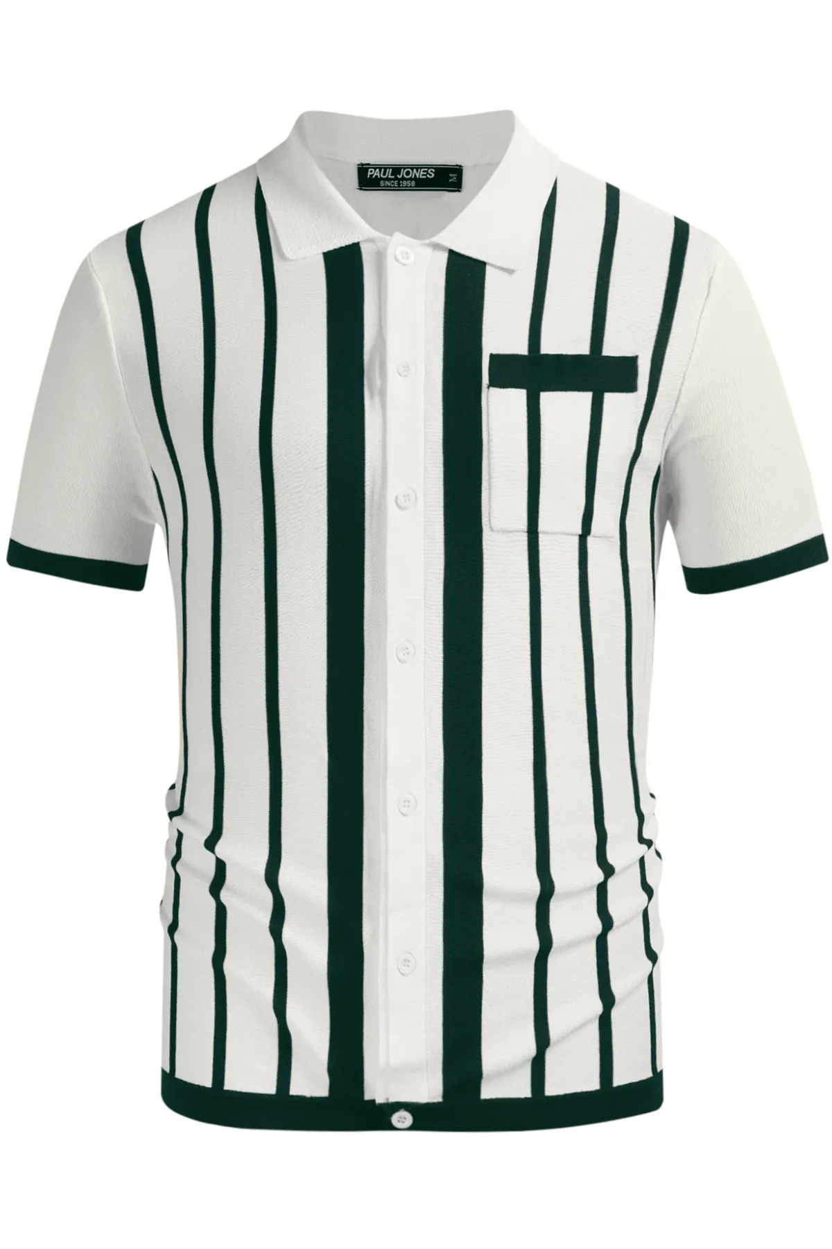 Mens Polo Shirts Vintage Striped Button Down Knitted Golf Cardigans Shirts sold by Paul Jones product image thumbnail 3