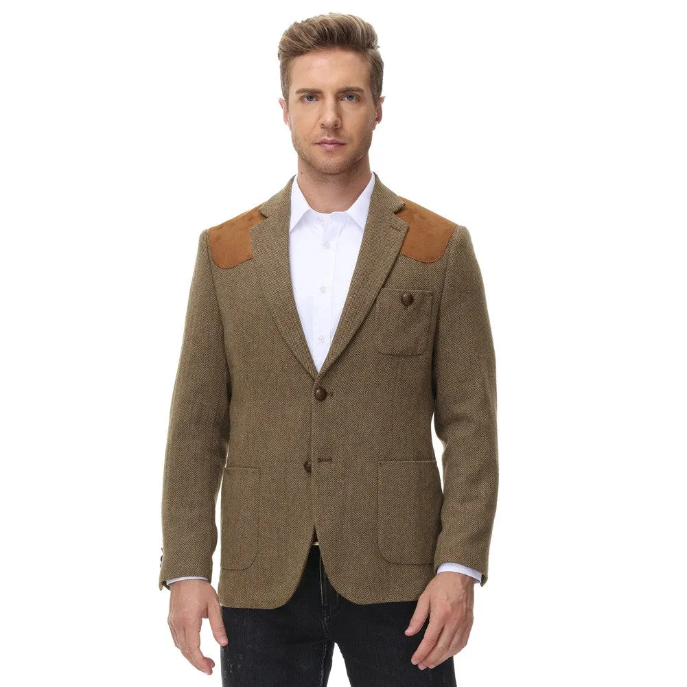 Pj Paul Jones Mens British Wool Blend Suit Two Button Blazer Patchwork Tweed Sport Coats sold by Paul Jones