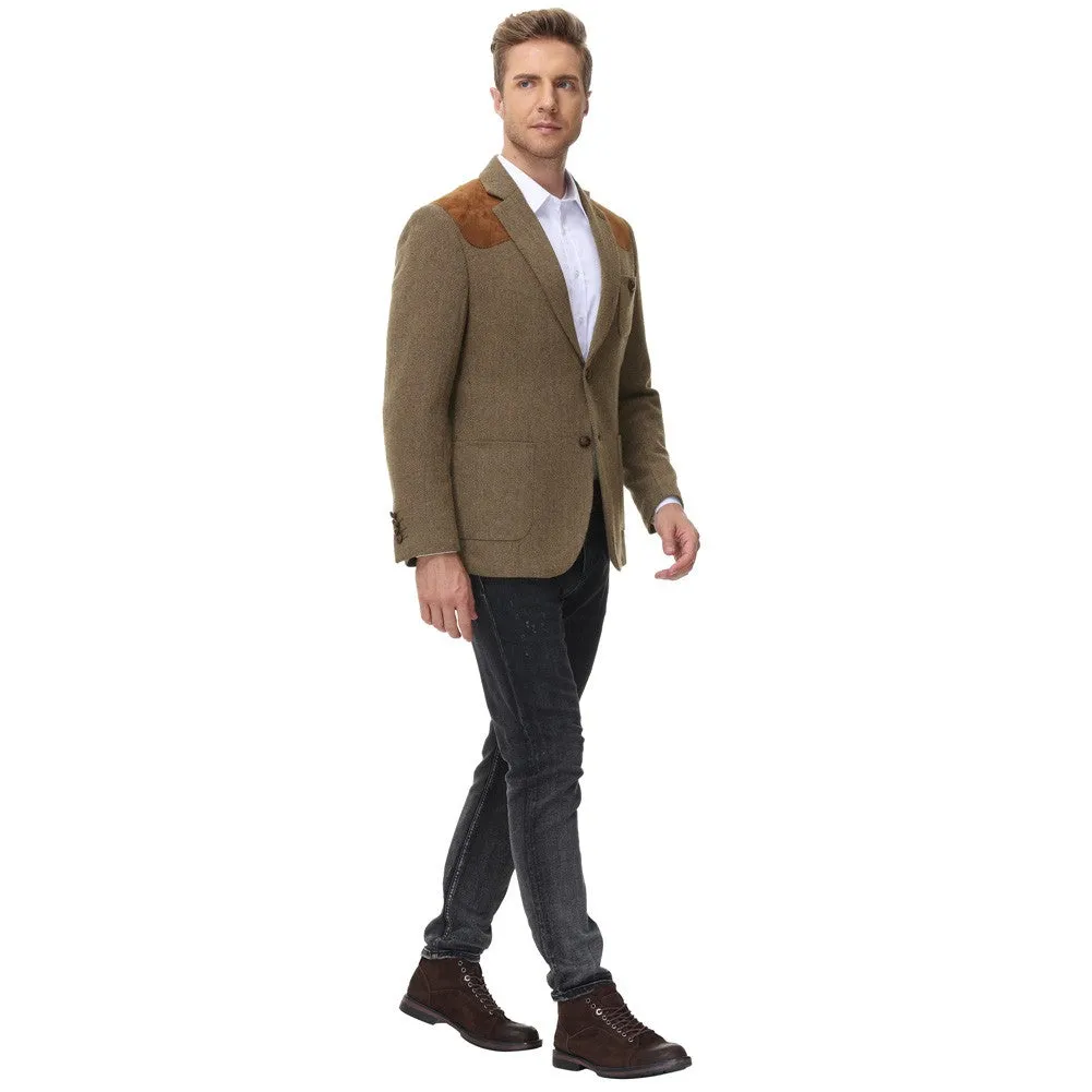 Pj Paul Jones Mens British Wool Blend Suit Two Button Blazer Patchwork Tweed Sport Coats sold by Paul Jones product image thumbnail 3