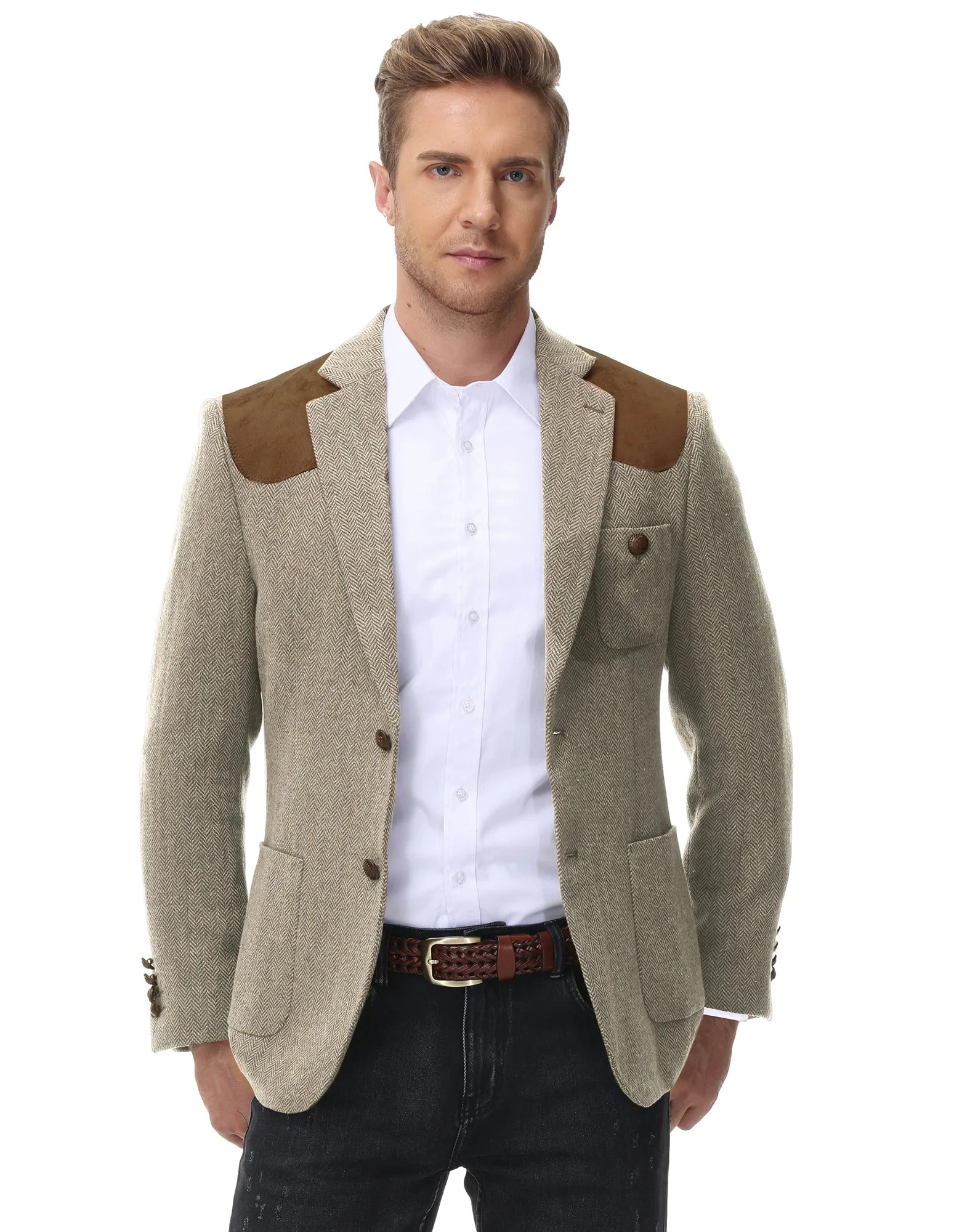 Pj Paul Jones Mens British Wool Blend Suit Two Button Blazer Patchwork Tweed Sport Coats sold by Paul Jones product image thumbnail 2